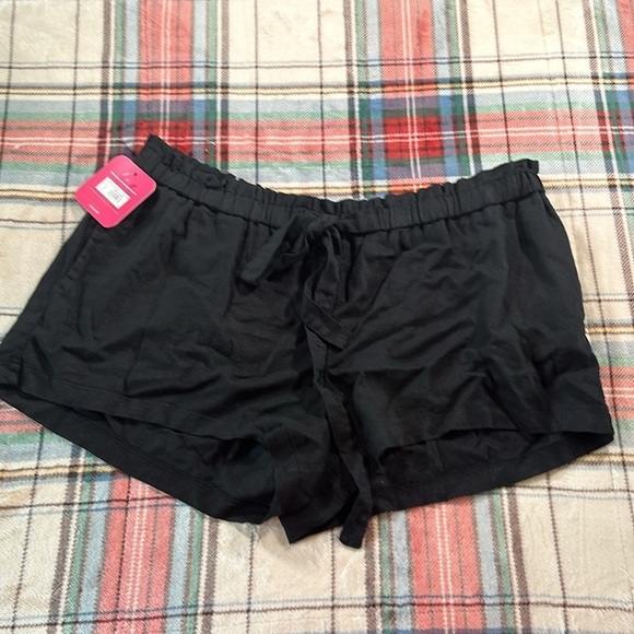 Isabel Maternity Tie Front Pull On Linen Blend Black Shorts size Large NEW - Picture 3 of 14
